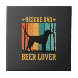 Rescue Dad Beer Lover Vintage Dog Ceramic Tile