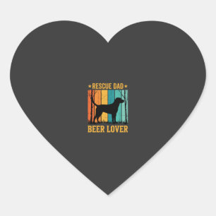 Rescue Dad Beer Lover Vintage Dog Heart Sticker