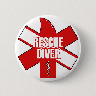 Rescue Diver Cross Dive Flag Button
