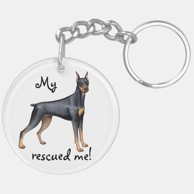 Rescue Doberman Pinscher Key Ring (Back Right)
