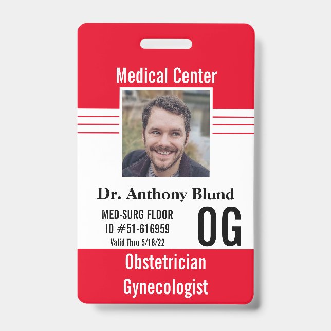 Rescue Doctor identification Photo Name Bar Code ID Badge (Front)