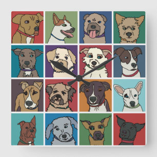Rescue Dog Cartoon Square Wall Clock