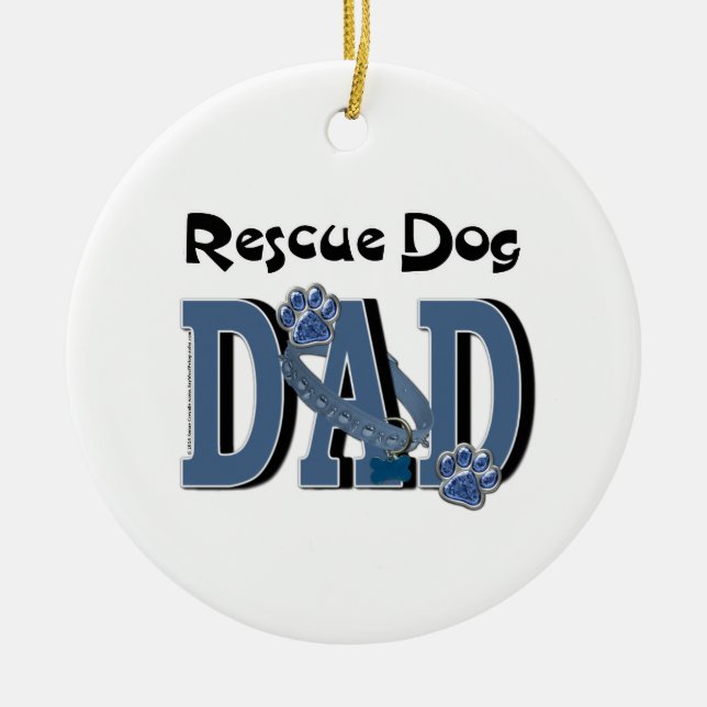 Rescue Dog DAD Ceramic Tree Decoration (Front)
