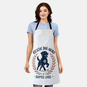 Rescue Dog Hero Adopted Loved Paw Print Apron