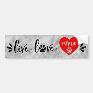 Rescue Dog - Live Love Rescue Red Bumper Sticker