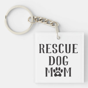 Rescue Dog Mum Heart Paw Print Key Ring