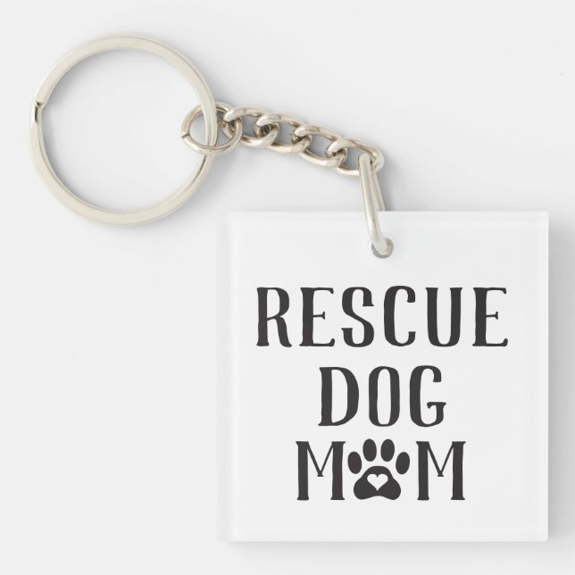 Rescue Dog Mum Heart Paw Print Key Ring (Front)