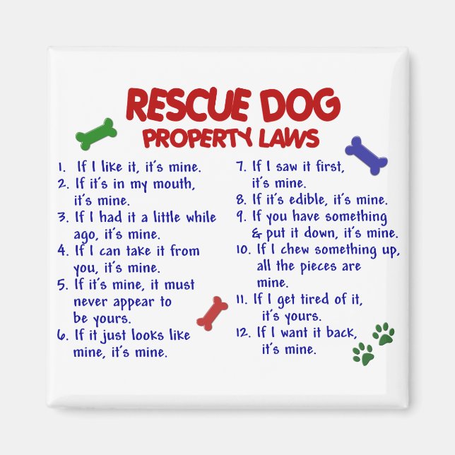RESCUE DOG Property Laws 2 Magnet (Front)