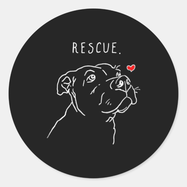 Rescue Dog Tbull Drawing Rescue Mom Adopt Dont  Classic Round Sticker (Front)