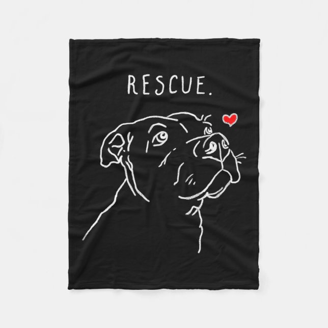 Rescue Dog, Tbull Drawing, Rescue Mom, Adopt Don't Fleece Blanket (Front)