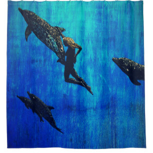 Rescue dolphins shower curtain