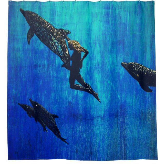 Rescue dolphins shower curtain (Front)