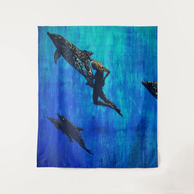 Rescue  dolphins  swimming  tapestry (Front)