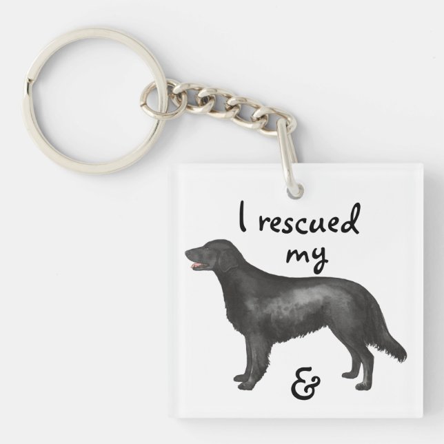 Rescue Flat-Coated Retriever Key Ring (Front)