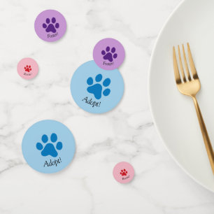 Rescue, Foster, Adopt Multicolored Paw Prints Confetti