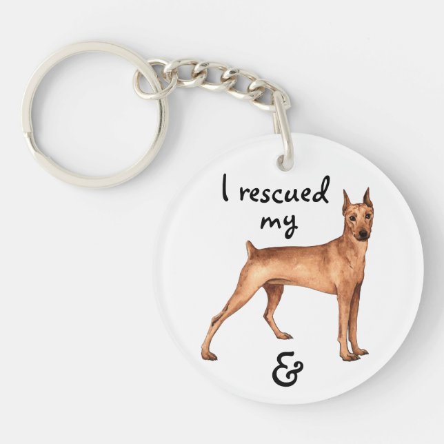 Rescue German Pinscher Key Ring (Front)