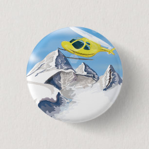 Rescue Helicopter 3 Cm Round Badge