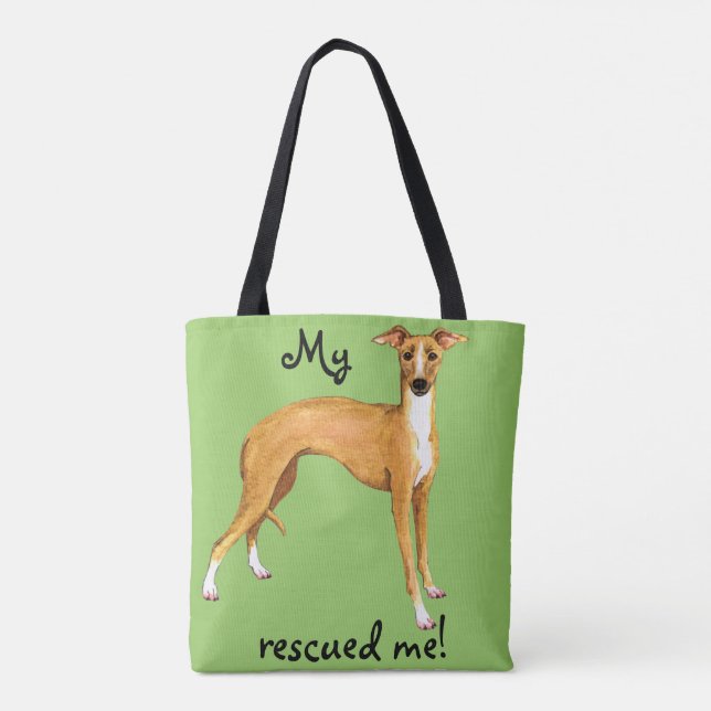Rescue Italian Greyhound Tote Bag (Back)