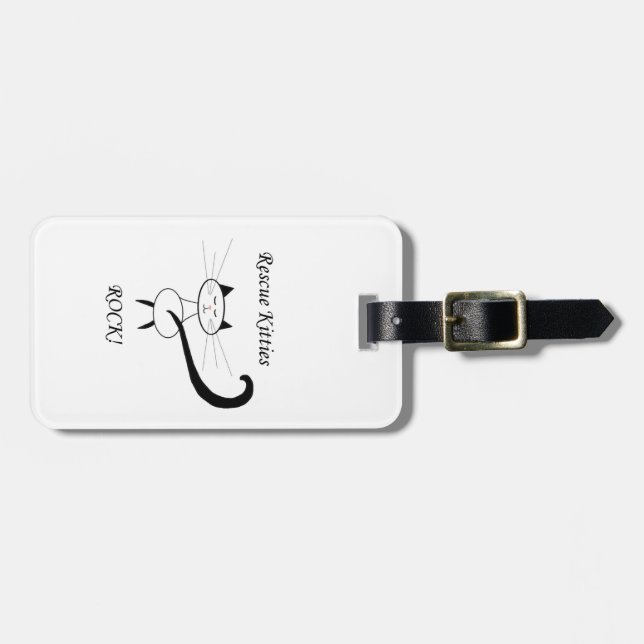 Rescue Kitties Rock! Luggage Tag (Front Horizontal)