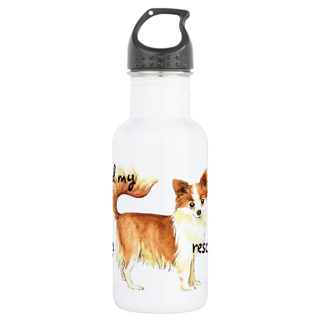 Rescue Long Coat Chihuahua 532 Ml Water Bottle (Front)