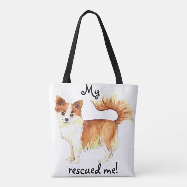 Rescue Long Coat Chihuahua Tote Bag (Back)