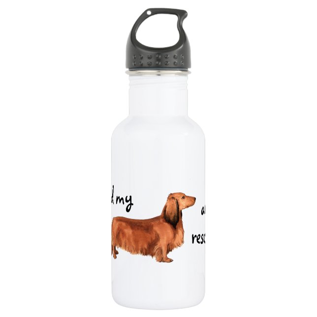 Rescue Longhaired Dachshund 532 Ml Water Bottle (Front)