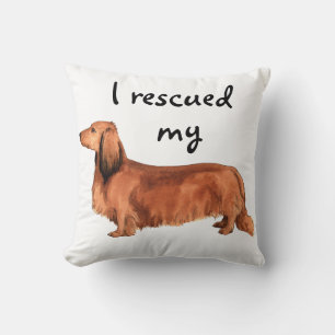 Rescue Longhaired Dachshund Cushion