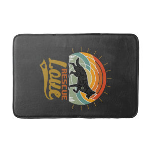 Rescue Love Dog Retro Sunset Trees Bath Mat