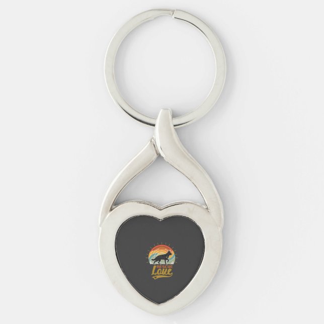 Rescue Love Dog Retro Sunset Trees Key Ring (Front)