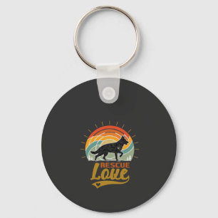Rescue Love Dog Retro Sunset Trees Key Ring
