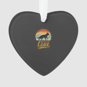 Rescue Love Dog Retro Sunset Trees Ornament
