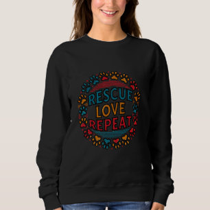 Rescue Love Repeat Animal Paw Print Sweatshirt