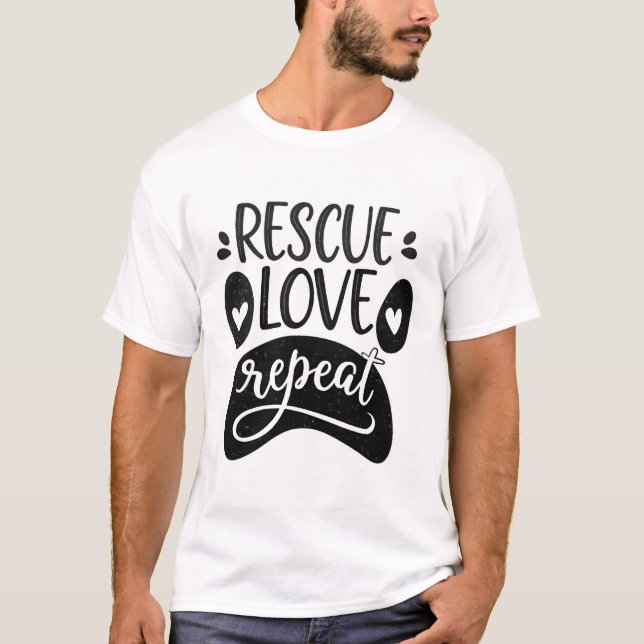 Rescue Love Repeat Dog Paw Tee (Front)