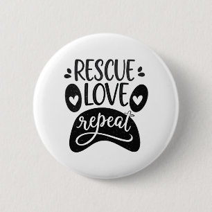 Rescue Love Repeat Dog Paw Tee 6 Cm Round Badge