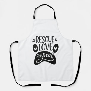 Rescue Love Repeat Dog Paw Tee Apron