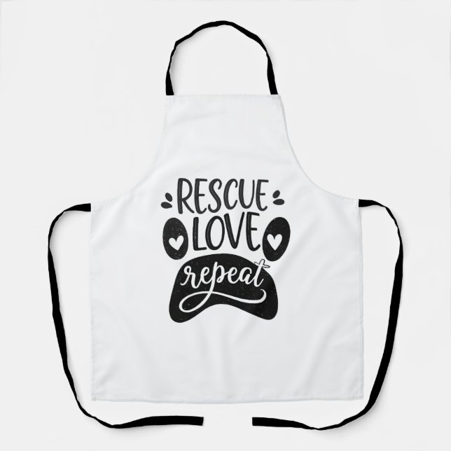 Rescue Love Repeat Dog Paw Tee Apron (Front)