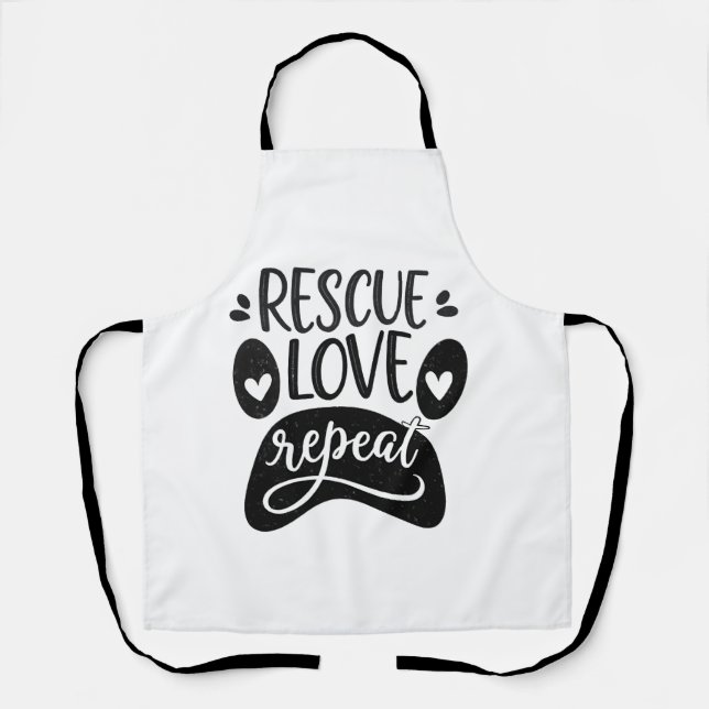 Rescue Love Repeat Dog Paw Tee Apron (Front)