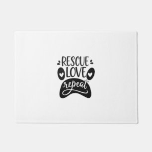 Rescue Love Repeat Dog Paw Tee Doormat