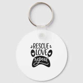 Rescue Love Repeat Dog Paw Tee Key Ring
