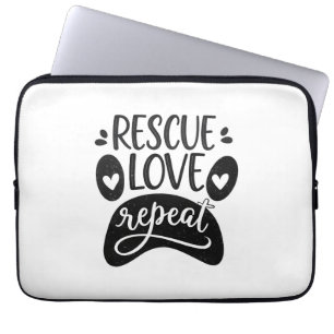 Rescue Love Repeat Dog Paw Tee Laptop Sleeve