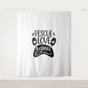 Rescue Love Repeat Dog Paw Tee Tapestry
