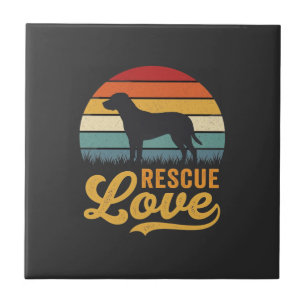 Rescue Love Retro Dog Sunset_1 Ceramic Tile