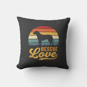 Rescue Love Retro Dog Sunset_1 Cushion