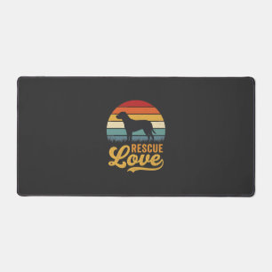 Rescue Love Retro Dog Sunset_1 Desk Mat