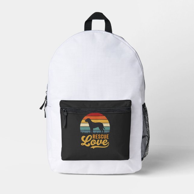 Rescue Love Retro Dog Sunset_1 Printed Backpack (Front)