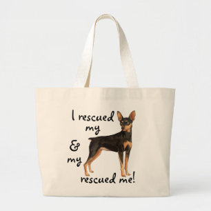 Rescue Miniature Pinscher Large Tote Bag