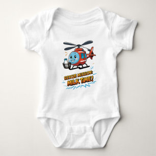 Rescue Mission: Milk Time! Cute Helicopter Baby Bodysuit