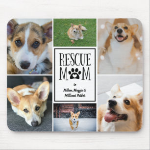 Rescue Mom Black Paw Print Photo Collage Mouse Pad