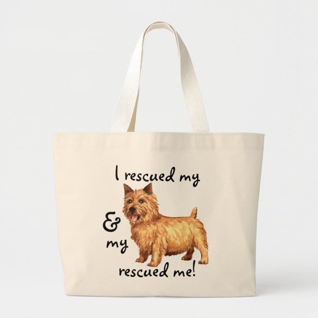 Rescue Norwich Terrier Large Tote Bag (Front)