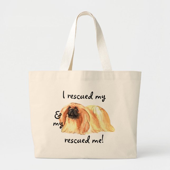 Rescue Pekingese Large Tote Bag (Front)